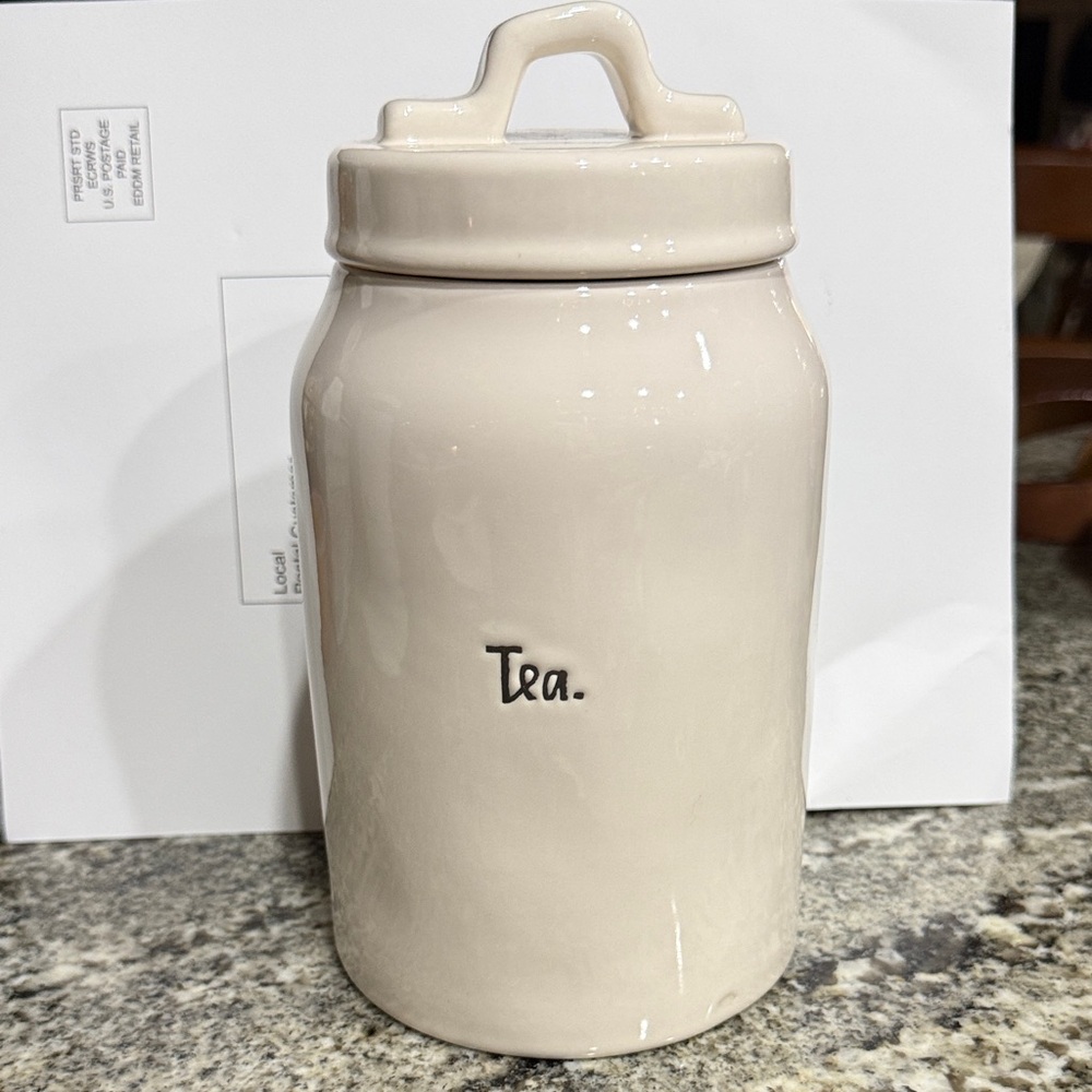 Rae Dunn Artisan Collection by Magenta Cream Ceramic Tea Canister Jar